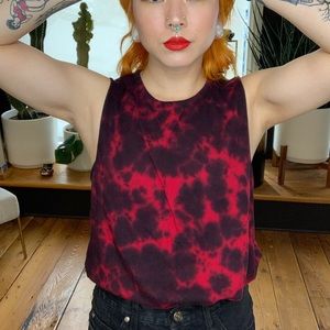 Red and Black Tie-Dye sleeveless shirt
